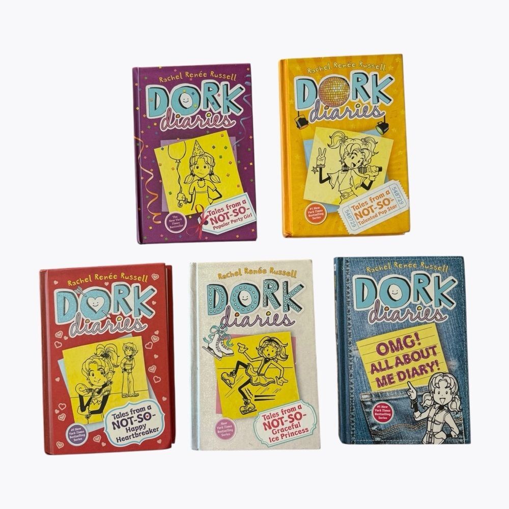 Dork Diaries Rachel Renée Russell 5 Hardcover Book Bundle 2 3 4 6 OMG Diary